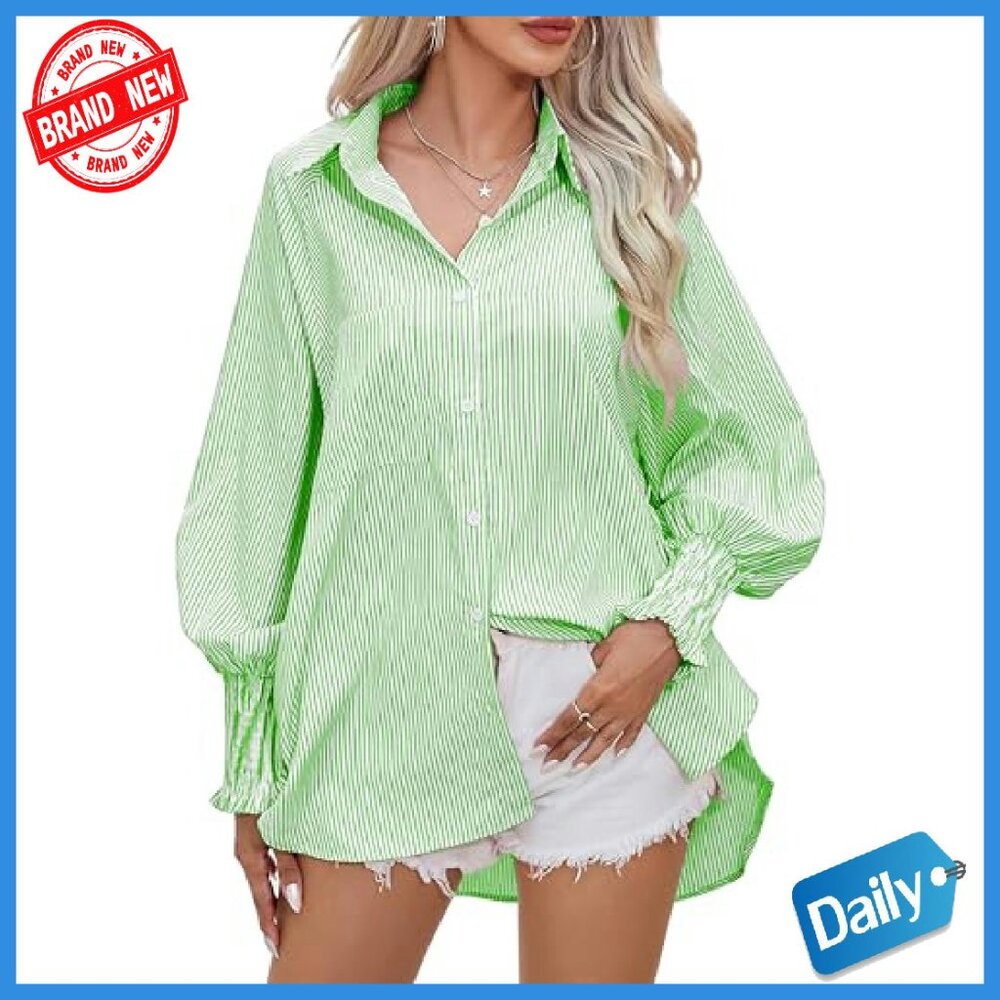 Oversized Wrinkle-Resistant Button-Down Shirt Wit… - image 3